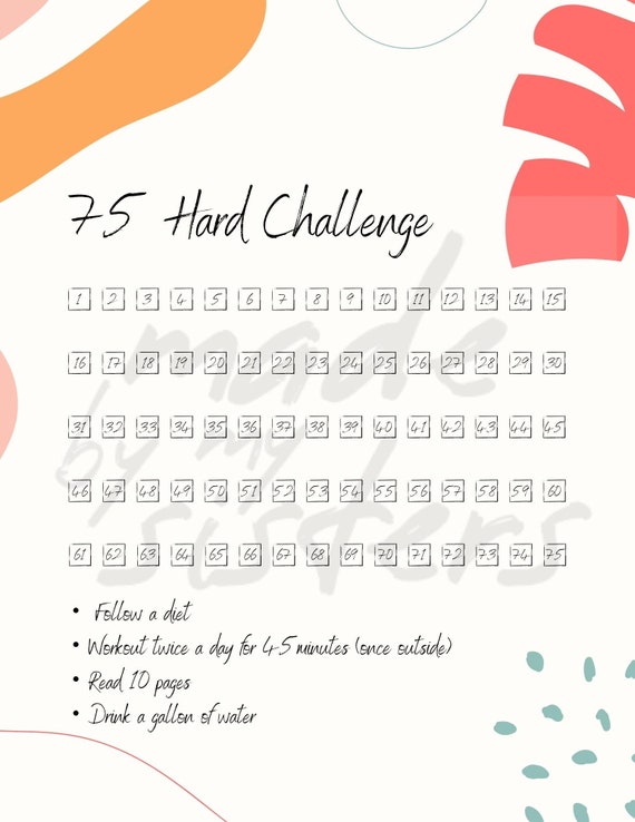 75 hard challenge notbook for tracking your daily progressand achieve  your 75 hard challenge by mour moun   Amazonae