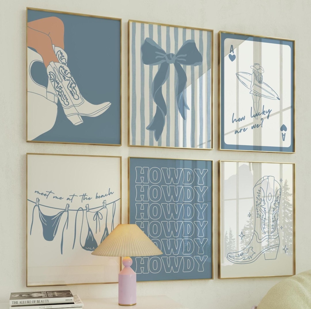 Coastal Cowgirl Wall Art Set of 6 – Trendy Coquette Western Dorm Prints ...