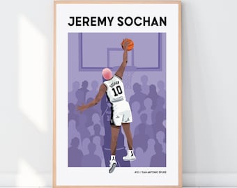 Jeremy Sochan Poster Dunk, San Antonio Spurs, NBA Star, Rookie, Wall Art, NBA Gifts