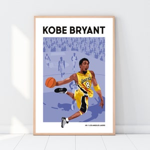 Kobe Bryant Poster, Los Angeles Lakers, Fan Art, NBA Gifts, LA Lakers Wall Art Print, NBA Poster for Home Decor, Basketball Gifts