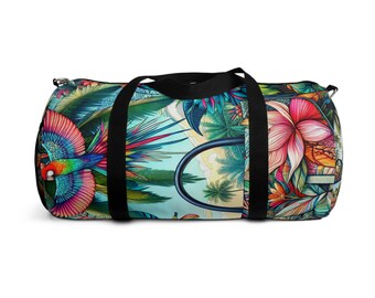 Tropical Paradise Duffel Bag - Vibrant Colors, Exotic Flora, Palm Trees - Beach Adventure and Tropical Vibes