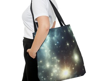 Shining Stars Celestial Aura Tote Bag - Ethereal Night Dreamy Digital Illustration