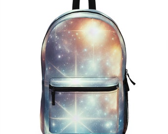 School Backpack Shining Stars Celestial Aura Book bag Ethereal Night Dreamy Digital Illustration school book bag