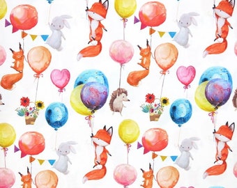 TISSU IMPERMÉABLE Animaux avec ballons - Tissu polyester imperméable, décoration intérieure, bricolage