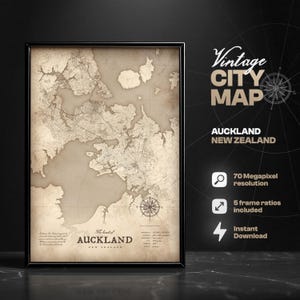 Auckland Vintage Stadt Karte Digitaldruck, Karte von Auckland, Neuseeland, Karte Druck, Wohnkultur, Karte Wandkunst, Geschenkidee, Auckland Geschenk
