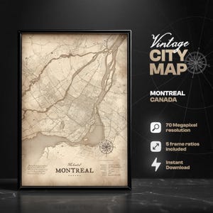Vintage Montreal City Map Art Print (Digital Download)