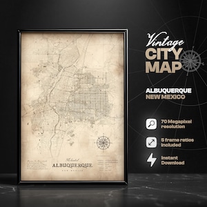 Albuquerque New Mexico Vintage City Map Art Print (Digital Download)