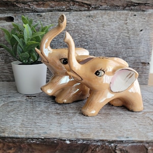 Vintage Lusterware Porcelain Elephant Figurines