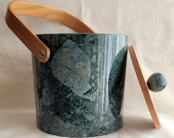 Vintage Green Faux Marble Ice Bucket by Himark