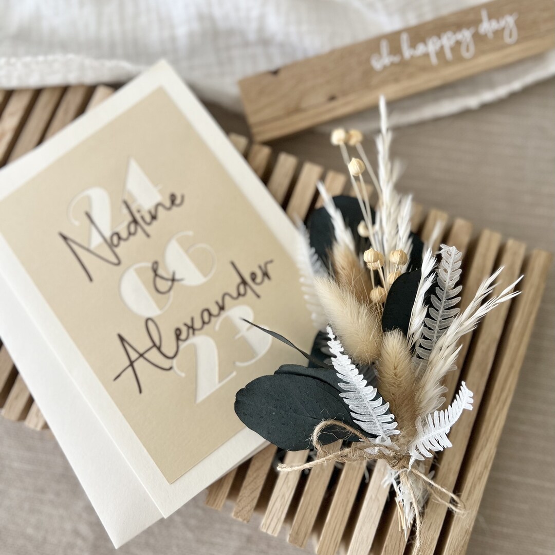 Glückwunschkarte zur Hochzeit neutral boho Etsy.de