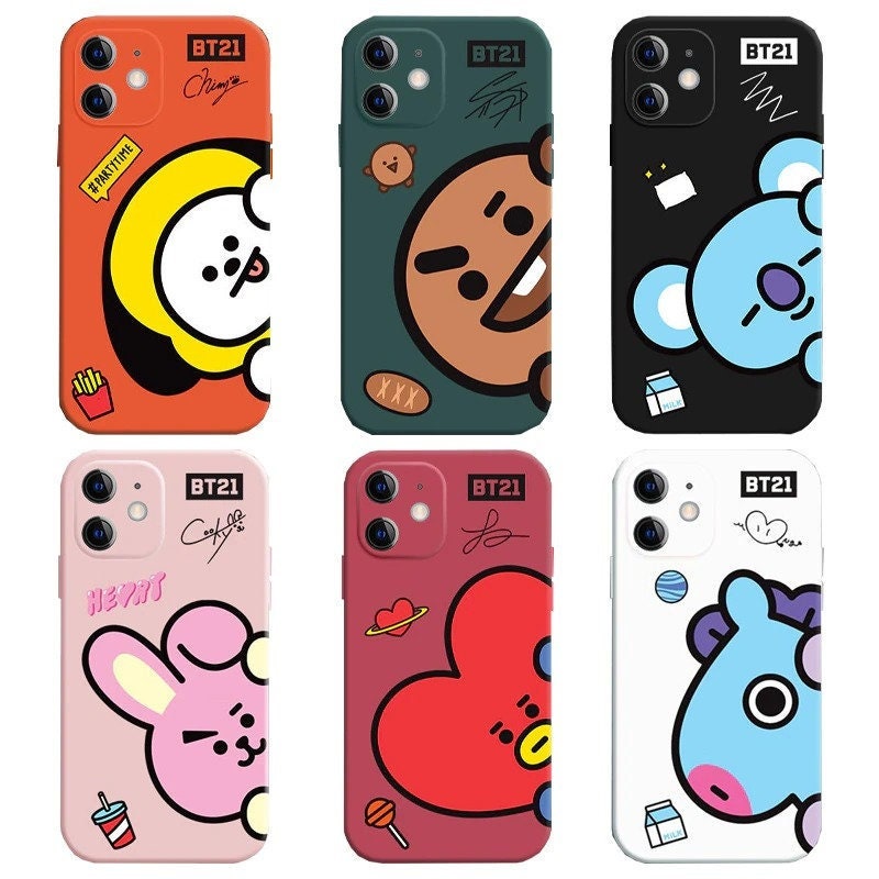 BT21 Official Merchandise for iPhone 14 Plus Case with Card Holder Mirror Shockproof Protective Thin Slim Hard PC Back Cover Phone Case 6.7 inch