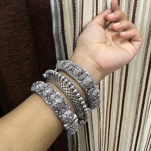 Vintage Germansilver Handmade Oxidized Kadas/Bangles | Indian Jewelry | Kada Set.