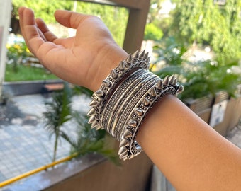 Bangles Set Handkada Silver Plated Hand Kada Bracelet Antique
