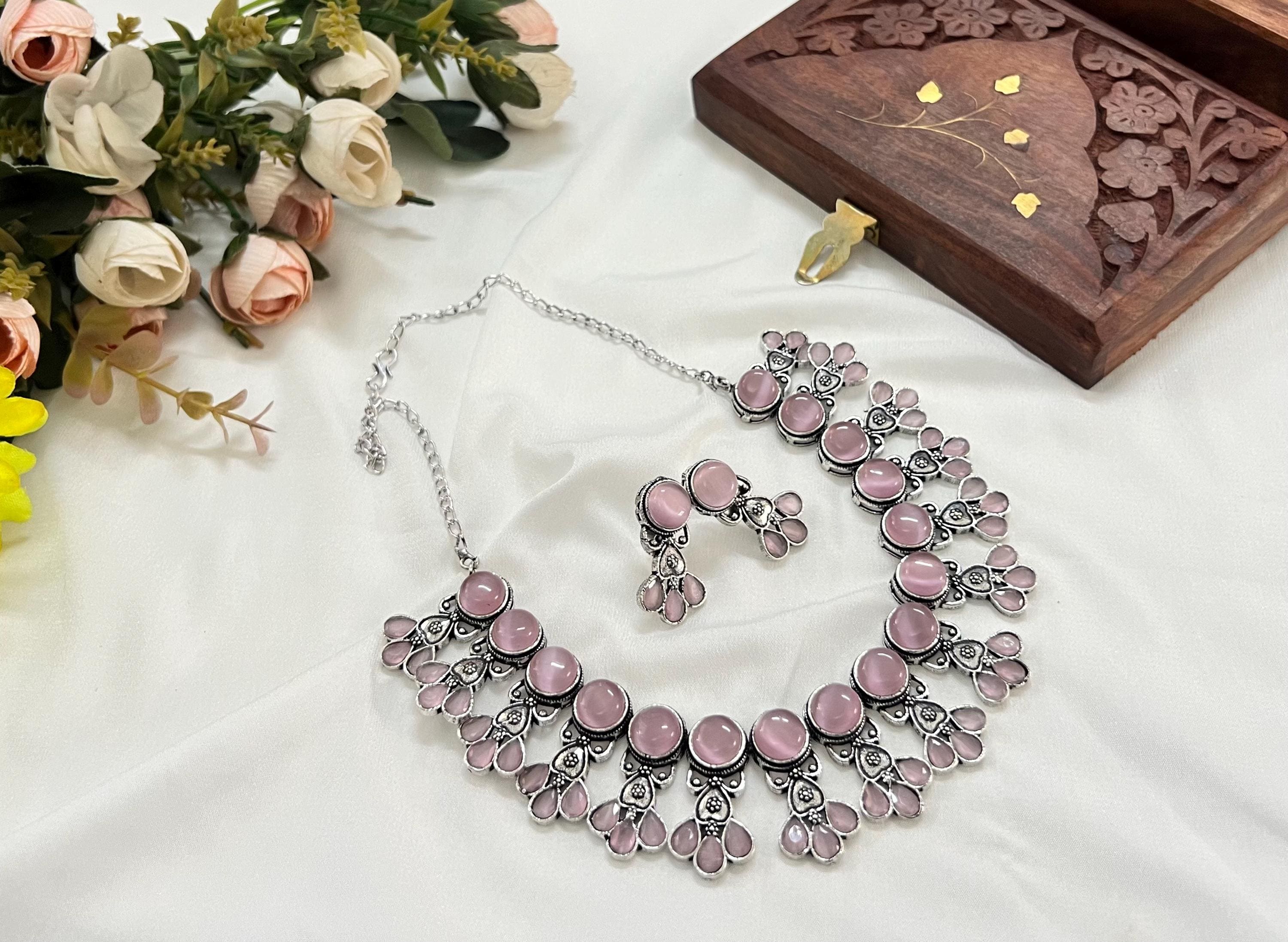 Vintage Exquisite Monalisa Stone Necklace/choker Set for Girls