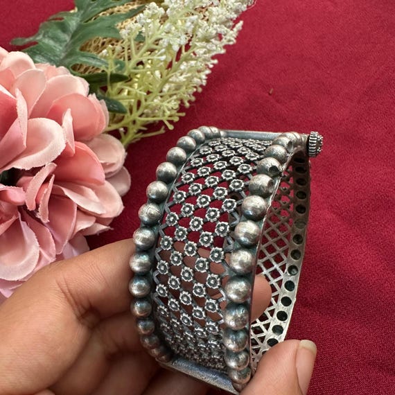 Vintage Silver Plated Bangle Set: Handmade Indian Kada Bracelets