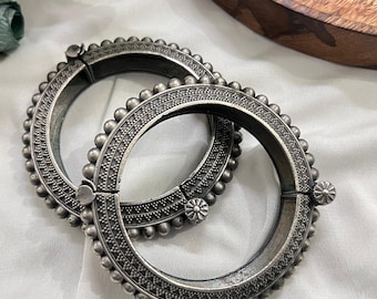 Oxidized Silver Bangles: Boho Tribal Indian Jewelry - Etsy