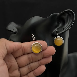 Vintage Indian Crystal Stone Dangle Earrings: Oxidized Silver Teardrop Studs