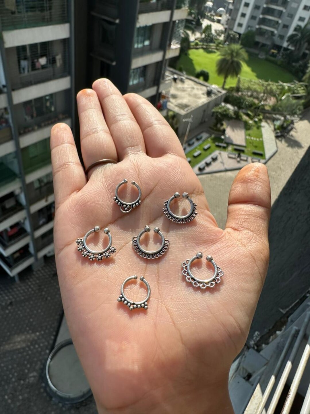 Oxidized Silver Septum Rings – Tribal Nose Hoop Set of 6 - Etsy
