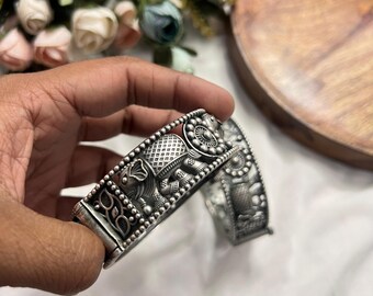 Oxidized Elephant Design Bangle: Indian Tribal Jewelry - Etsy