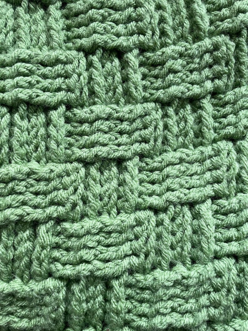The Riley Blanket Basketweave Crochet Blanket Sage Green Etsy