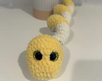 Fidget Fuzzy Snake Plushie- Fruit Collection (Banana)- Hand Crocheted with No Wire!