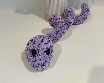 Fidget Fuzzy Snake Plushie- Fruit Collection (Grape)- Hand Crocheted with No Wire!
