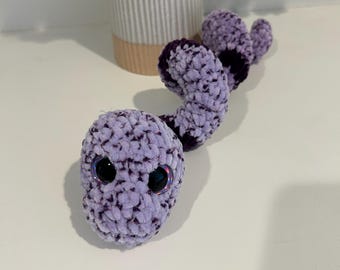 Fidget Fuzzy Snake Plushie- Fruit Collection (Grape)- Hand Crocheted with No Wire!