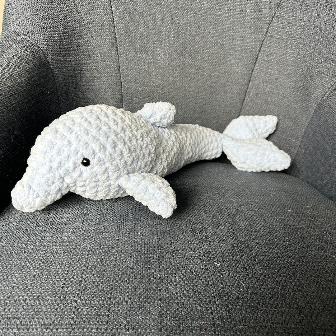 Dolphin Plushie Light Blue Color Hand Crocheted Etsy