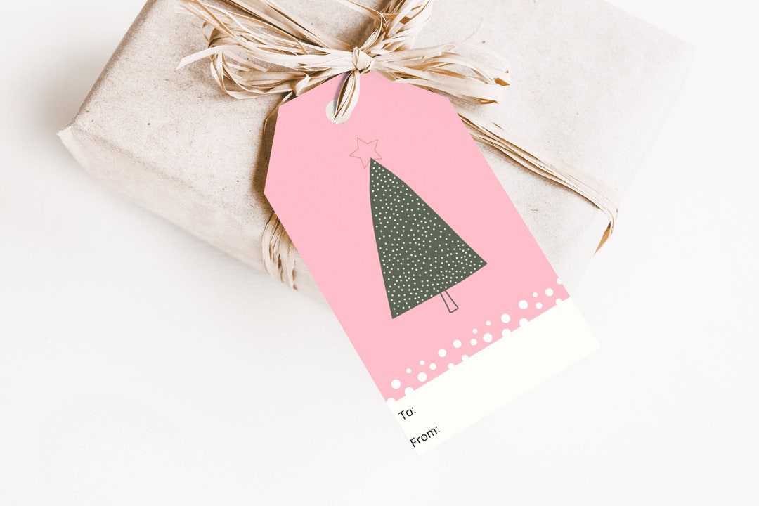 Printable Pink Christmas Tree Tags Instant Download PDF File Etsy