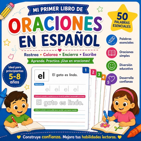 Spanish Sight Words Tracing Workbook for Kids Ages 4-8 (PDF)