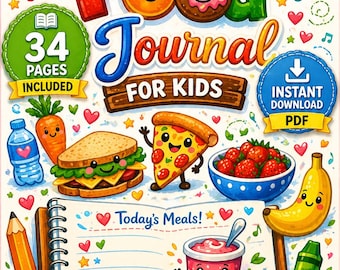 Kids Food Journal Printable | Healthy Eating Tracker, Meal Planner (PDF Download)