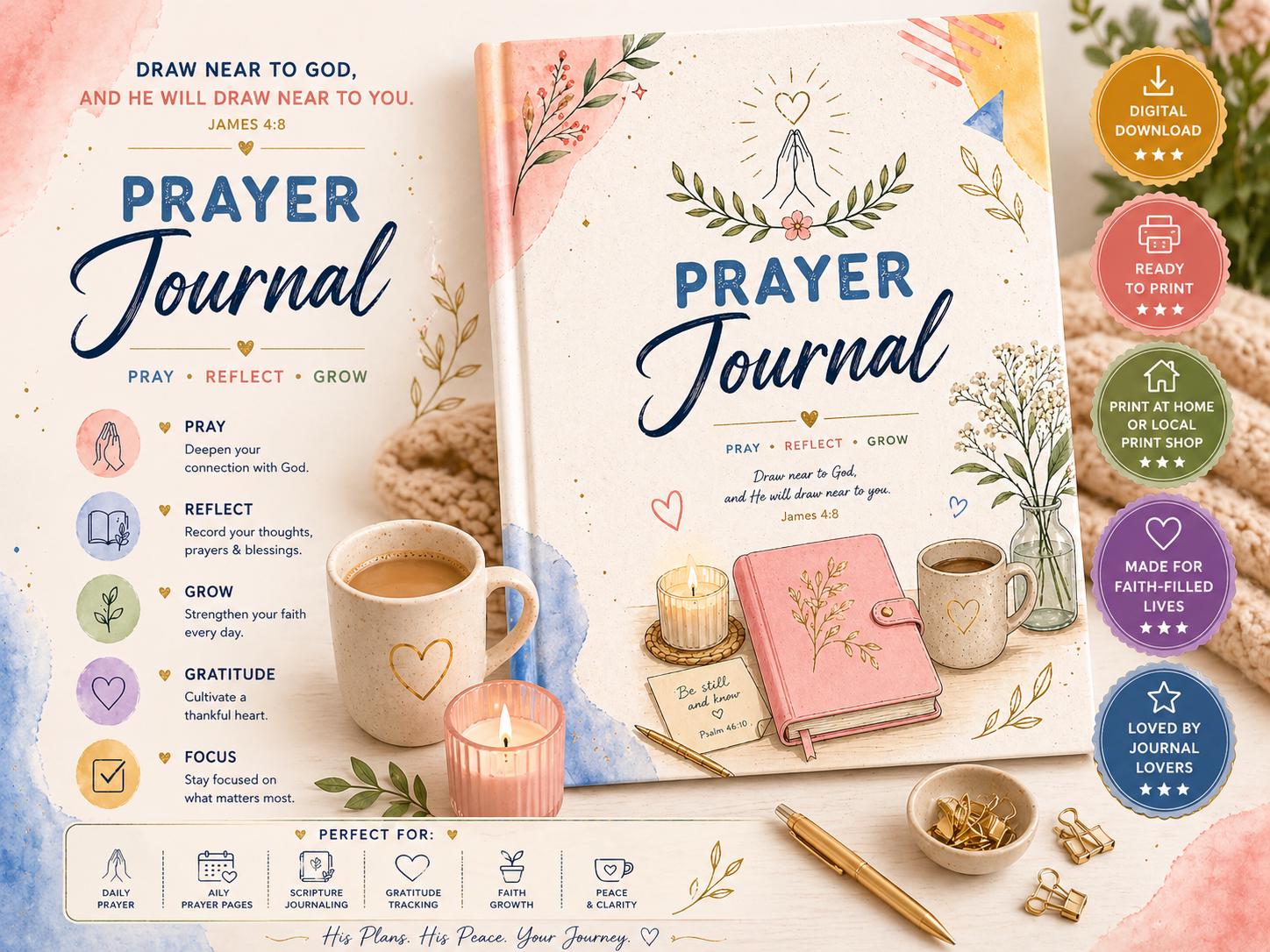 Prayer Journal Printable Faith Planner Gratitude & Reflection Pages ...
