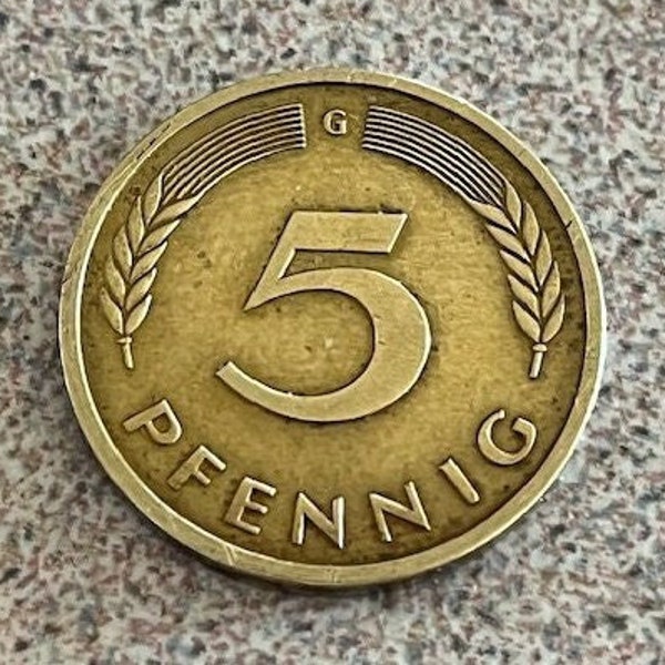 Vintage Brass Clad of Steel Federal Republic of Germany Baden-Württemberg "G" Mint Marking 1980 Pfennig Coin