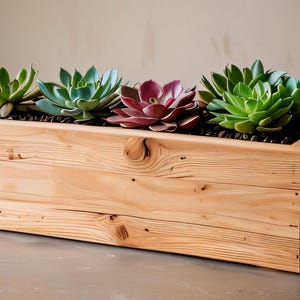 Rustikaler Holz Pflanzkasten | Große Outdoor Indoor Mulde | Bauernhaus Dekor | Große 60 cm Lang. Gartenblumen-Krautbehälter | Kostenlose Lieferung
