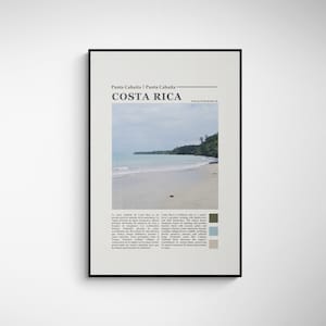 Vintage Costa Rica Travel Poster Design, Coastal Wall Art,  Central America Travel Print Gift, Travel Destination Decor