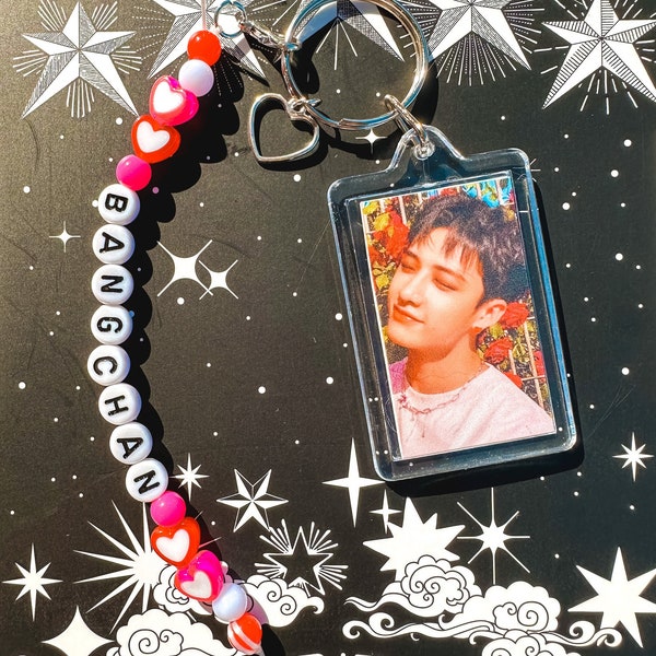 Stray Kids Bias Keychain Beaded BangChan Changbin Felix Hyunjin Lee Know Han Jisung Jeongin IN Seungmin SKZ 5 Star Photo Keychain KPOP