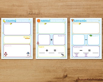 Printable Counting Dice Game, Addition Activity, Subtraction Activity: practice counting for toddler, pre-school, kindergarten math