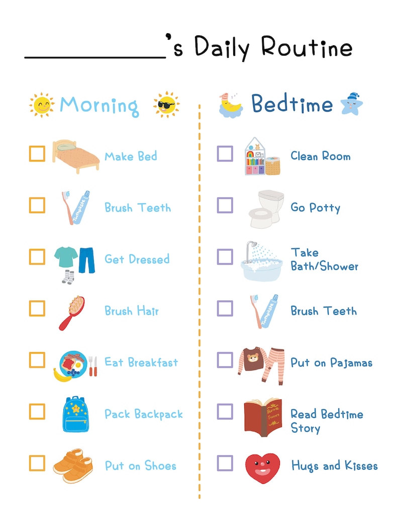 Printable Daily Routine Checklist (U.S Letter and A4 Size) - Etsy