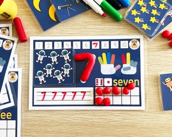 Printable Play Dough Mats: Numbers 1-10 Practice for Homeschool Toddler Pre-K Kindergarten Activities