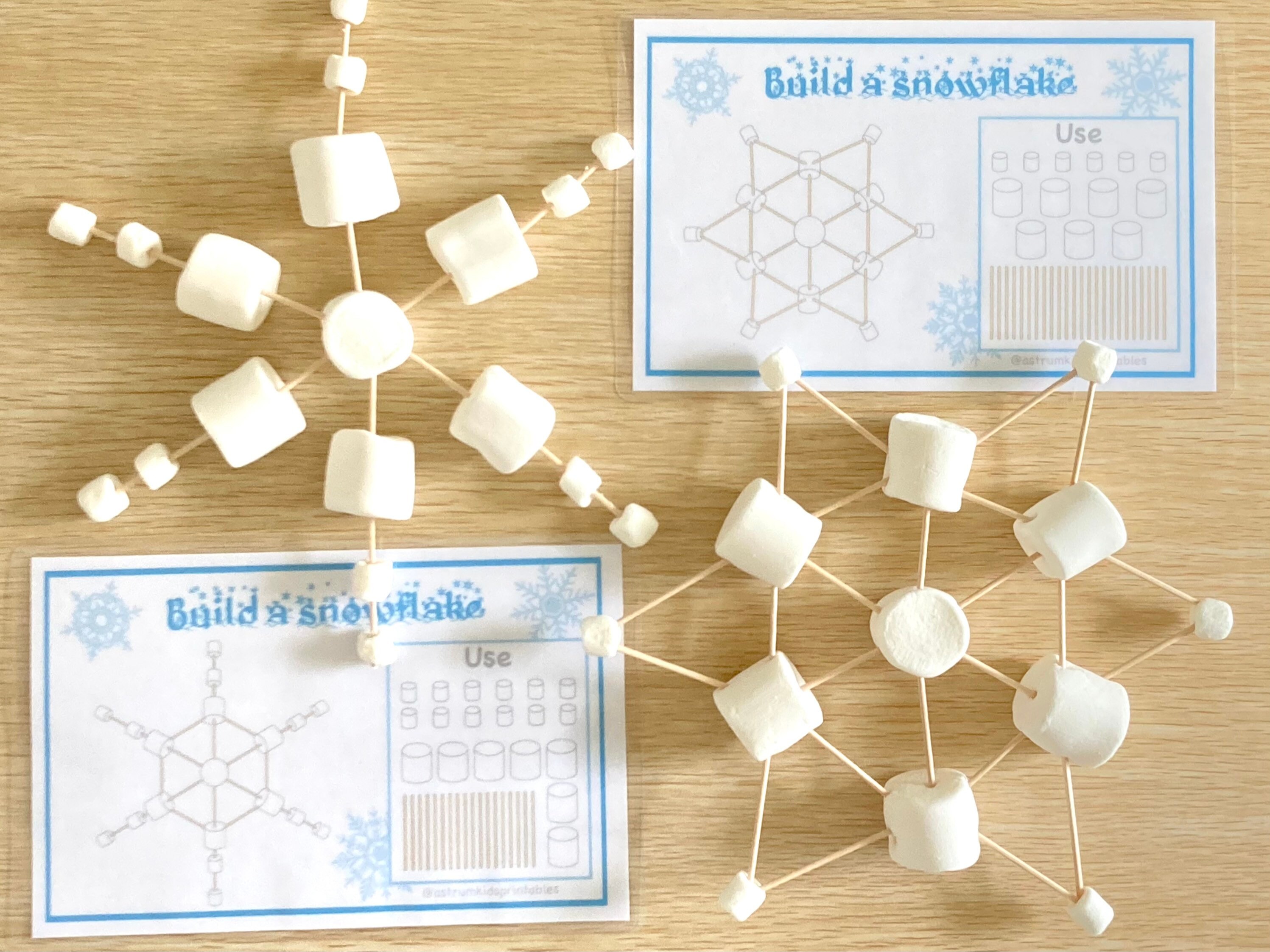Printable Marshmallows and Toothpicks Snowflakes Mats : Christmas Printable Marshmallows and Toothpicks Snowflakes Mats : Christmas