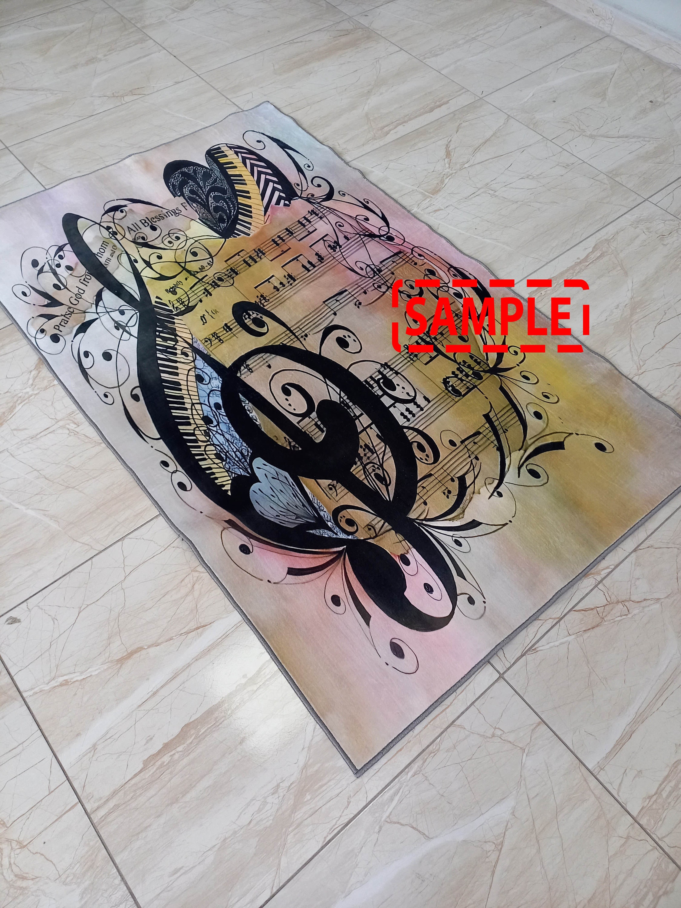 Musical Instrument Rug Musical Rug,musical Instrument,music Notes Rug,music Rug, Musical Gift ...