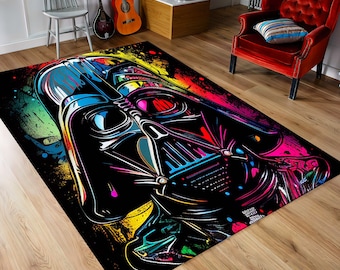 Starwars Rug,Darth Vader Rug,Starwars Patterned Rug,Colorful Rug,Neon Rug,Decorative Rug,Abstract Rug,Cool Rugs,Printed Rug,Game Room Rug
