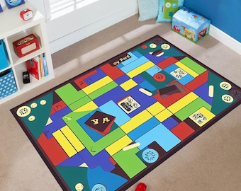 Monopoly Teppich,Brettspielteppich,Gelb Teppich,Spielteppich, Wohnzimmer Teppich, Abstrakter Teppich Gedruckt, Spielzimmer Teppich