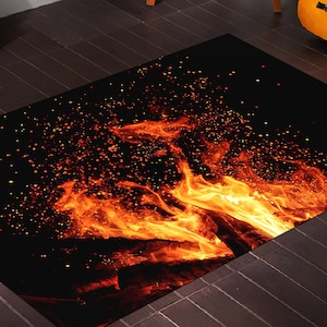 Flame Rug,Burning Rug,Fire Rug,Fire Pattern Rug,Neon Rug,Custom Rug,Non-Slip Floor Rug,Rug for Living Room,Gift Rug,Home Decor,Digital Rug