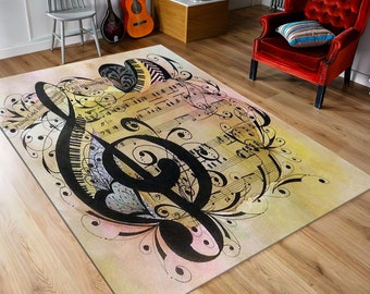 Musical Rug,Musical Instrument,Music Notes Rug,Music Rug, Musical Gift,Designed Rug, Area Rug, Popular Rug, Gift Rug,Nonslip Rug