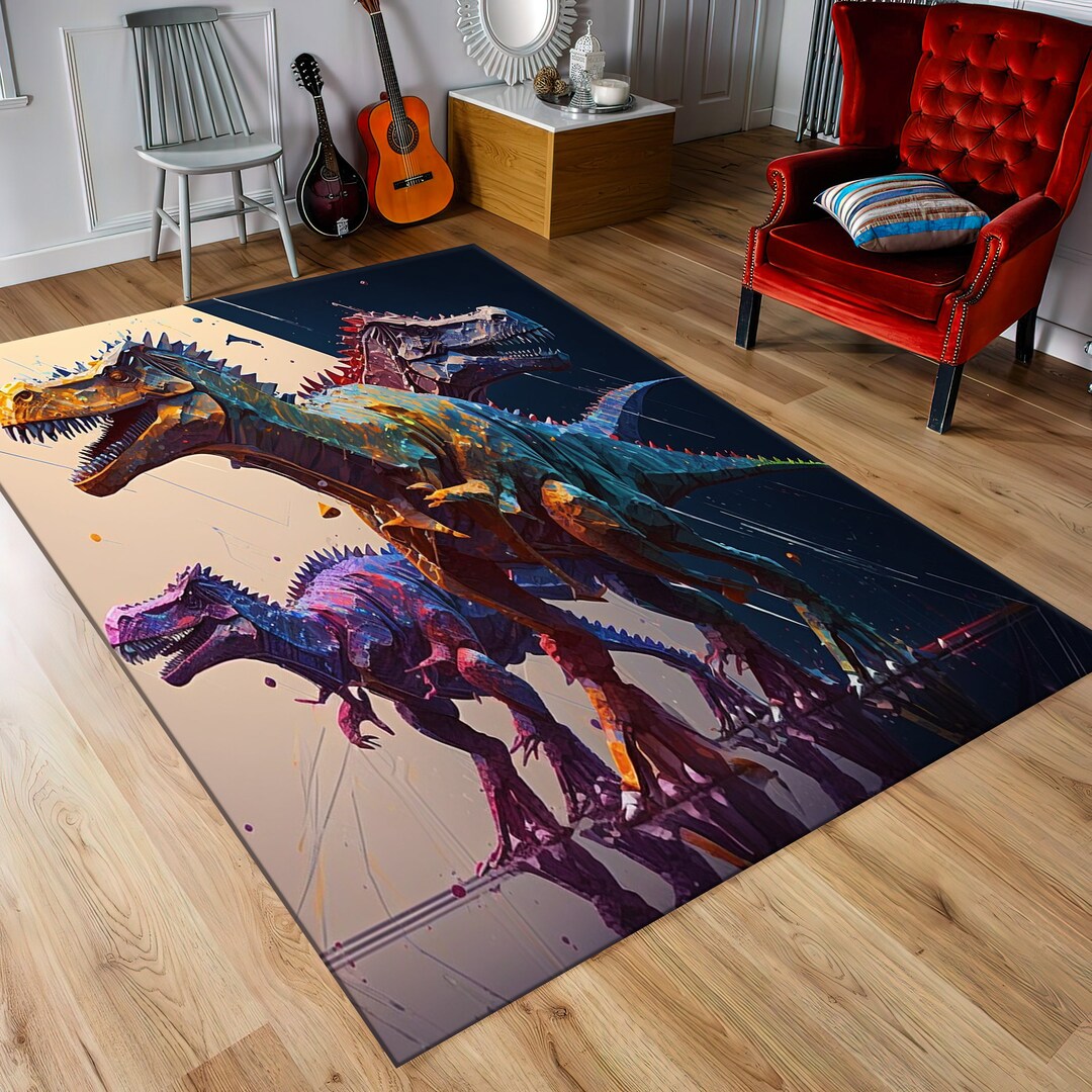 Minecraft Dino Rug Dinosaur Rug,digital Dinosaur,dinosaur Gifts,home Decor Rug,animal ...