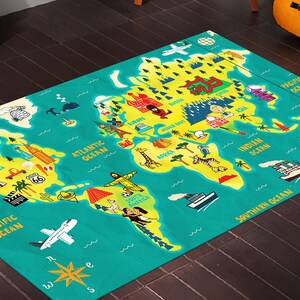 Fun Teppich, Weltkarte Teppich, Lernteppich, Kinderteppich, Kinderteppich, Kinderteppich, Kinderteppich, rutschfester Teppich, Kinderzimmerteppich