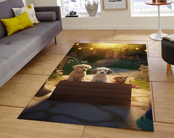 Cute Puppies Rug, Animal Rug, Puppy Rug, Gift Rug, Area Rug, Home Decor Rug, Saloon Rug, Living Room Rug, Digital Rug