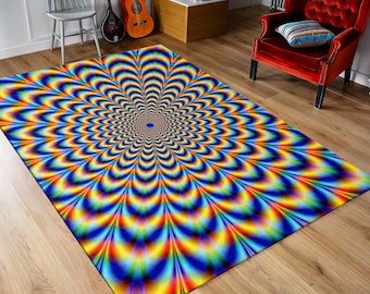 Psychedelic Optical illusion Rug, Vortex Rug, Trippy Rug, Home Decor, Custom Rug, Area Rug, Rug for Living Room, Non Slip Rug, Digital Rug