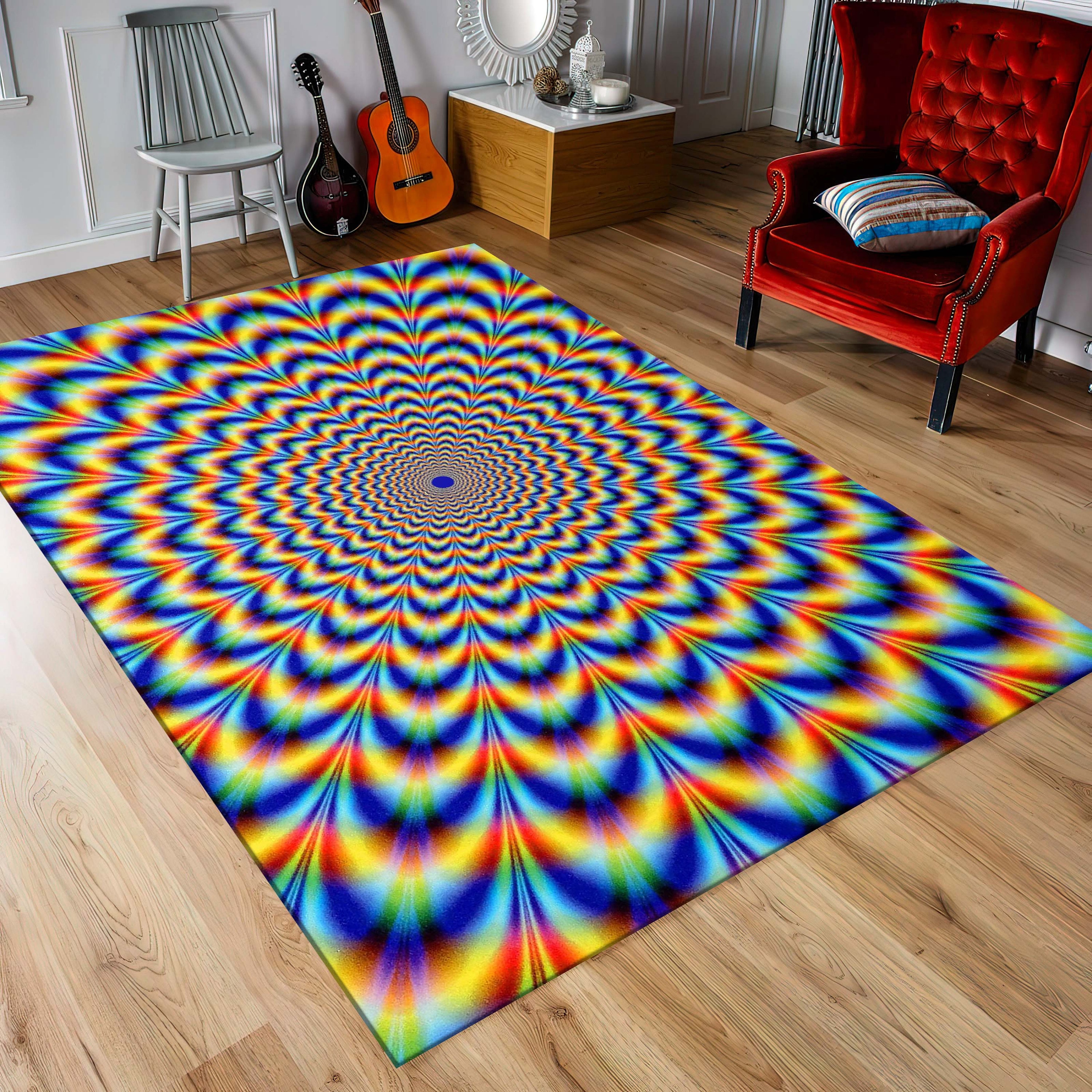 Digital Rug Psychedelic Optical Illusion Rug, Vortex Rug, Trippy Rug, Home Decor ...